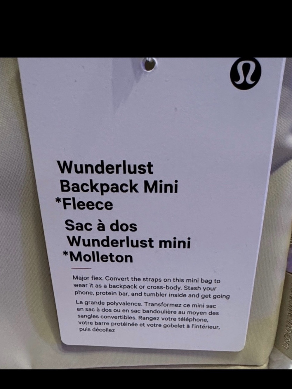 NWOT lululemon athletica Cream Sherpa Trim Backpack - Picture 3 of 6